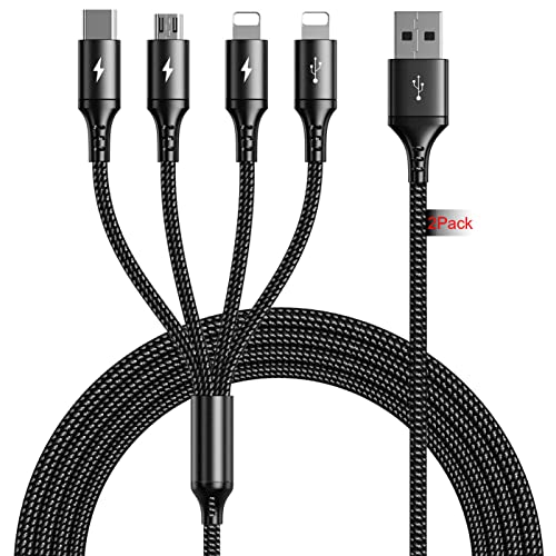 Universal 4-in-1 Fast Charging USB Cable Bundle – 10 ft Multi USB Charger for i Phone, Android, and Tablets – High-Speed 4 A Charging with IP, Type C, and Micro USB Connectors – Durable and Versatile Power Solution for Home, Office, and Travel
