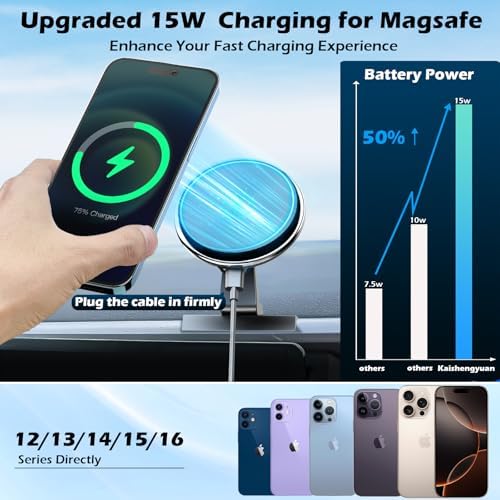 Enhance Your Driving Safety with the Kaishengyuan Magnetic Phone Holder for Toyota Tacoma (2016-2023) – Precision Adjustable Dashboard Clip Featuring 20 X Ultra-Strong Magnets for Unmatched Stability – Universal Smartphone Compatibility for Effortless Access to Navigation and Music