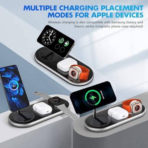 3-in-1 Qi2 Wireless Charging Station for Apple Devices – Fast Charging Dock for i Phone 12-16 Pro Max, Apple Watch Series 1-9 Ultra, and Air Pods 2-3 – Sleek, Compact Design for an Organized Workspace and Effortless Power Solutions