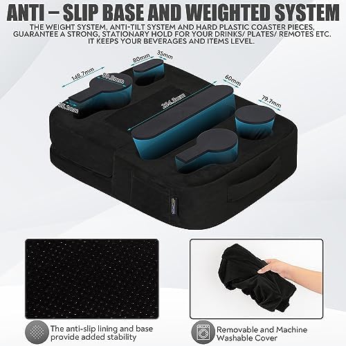 Leopard Print Couch Cup Holder Tray Pillow – Versatile Bed and Sofa Caddy for Drinks, Snacks, and Devices – Portable Memory Foam Organizer for RVs and Cars – Stylish and Easy-to-Clean Accessory for Ultimate Comfort and Convenience