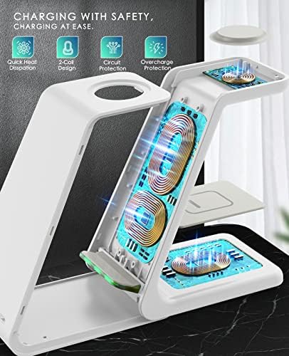 Sleek Pink 3-in-1 Wireless Charging Station: Fast Desk Charger for i Phone 16/15/14/13/12 Pro Max, Apple Watch Series 10-3, and Air Pods 4/3/2 Pro – Enhanced Compatibility & Space-Saving Design for Effortless Charging Efficiency