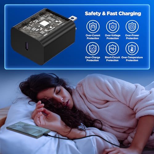 High-Speed Dual 45 W Charger Set with 10 ft USB-C Cable – Optimal Charging Solution for Samsung Galaxy S24/S23/S22/S21/Note 20/Note 10+ – Advanced Safety Features & Extended Reach for Android Devices