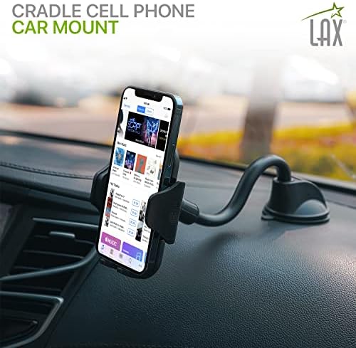 LAX Gadgets Premium Cup Holder Phone Mount – Universal Fit for i Phone 13 & Samsung Galaxy S20 – Hands-Free Driving Accessory with 360-Degree Rotation for GPS & Smartphones – Durable & Easy to Install Solution for Secure Vehicle Connectivity