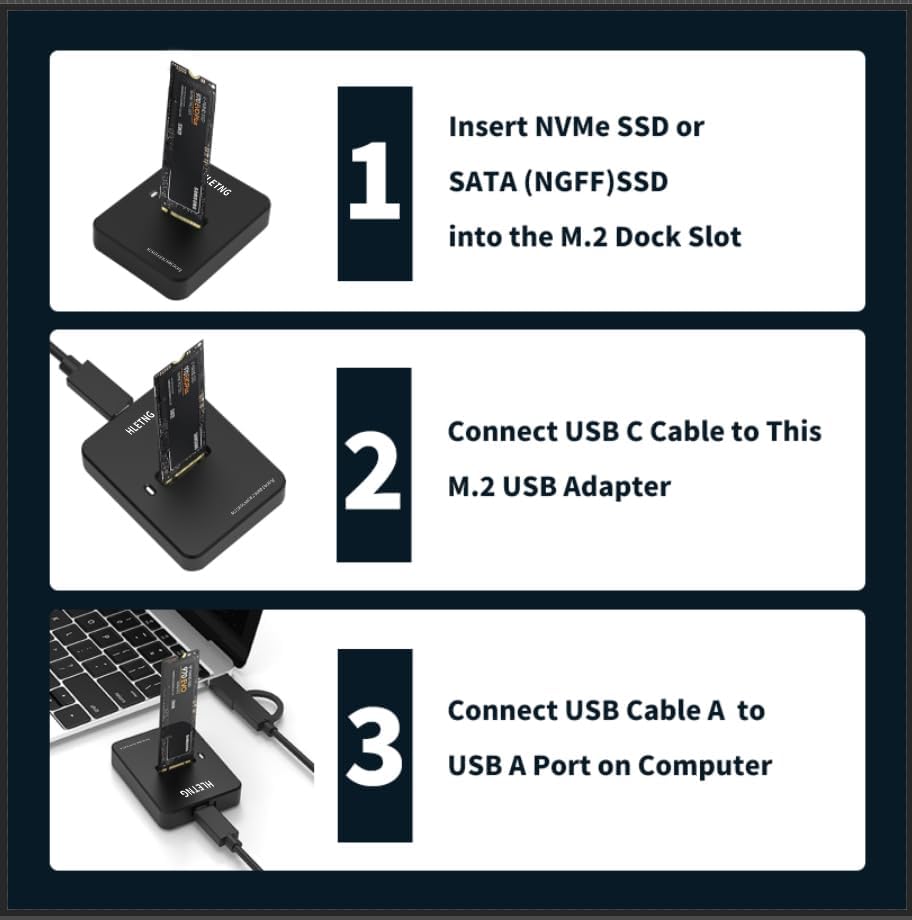 Ultra-Fast M.2 NVMe to USB Adapter for External SSDs – 10 Gbps Data Transfer, Versatile PCIe & SATA Compatibility, Portable Aluminum Enclosure, Effortless Plug-and-Play Design, Essential Accessory for Professionals and Tech Enthusiasts