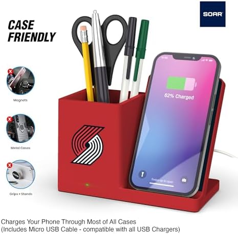 SOAR Smart Wireless Charger & Stylish Desktop Organizer – Fast 10 W Charging for Qi-Enabled Devices, Clutter-Free Workspace Solution with Built-in Storage and Safety Features