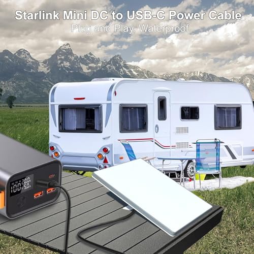 Starlink Mini USB C to DC Power Cable, 6.5FT/2M Type-C to DC Power Cable for Starlink Mini, PD 20V USB-C Input to DC Male Output Waterproof, Compatible 65W PD 20V Protocol Power Supply/Source (2M) – Enhanced Compatibility and Speed