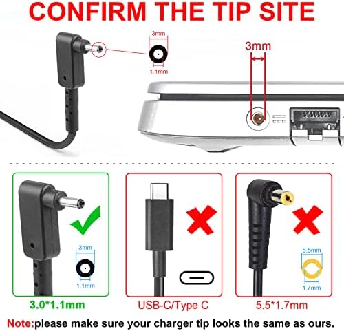 Universal 65 W USB-C Fast Charging Adapter for Chromebooks – High-Speed Power Supply Compatible with Lenovo Think Pad, Yoga, Dell, Acer, and Google Devices – Versatile and Efficient Type-C Charger with Enhanced Compatibility and 24/7 Customer Support
