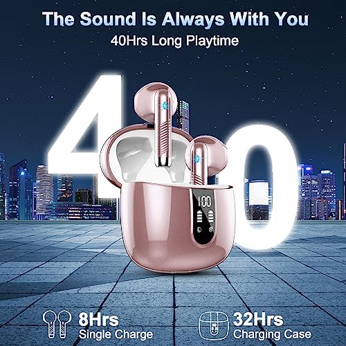 Ultimate Freedom: 2024 Bluetooth V5.4 Noise Cancelling Wireless Earbuds with IP7 Waterproofing, 40-Hour Battery Life, Dual LED Display, and Enhanced Call Clarity for Android/i OS – Chic Green Design for Active Lifestyle