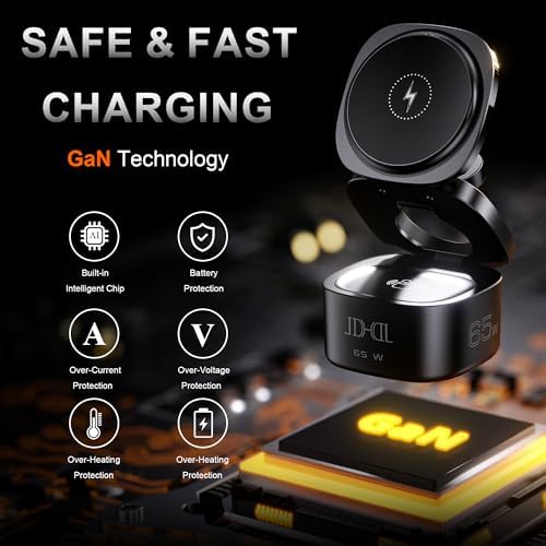 Multi-Device 65 W Fast Charging Station: 5-in-1 Magnetic Wireless Dock for i Phone, Mac Book, Air Pods, Apple Watch, and i Pad – Compact, Foldable, and Efficient Charging Solution for Ultimate Device Organization