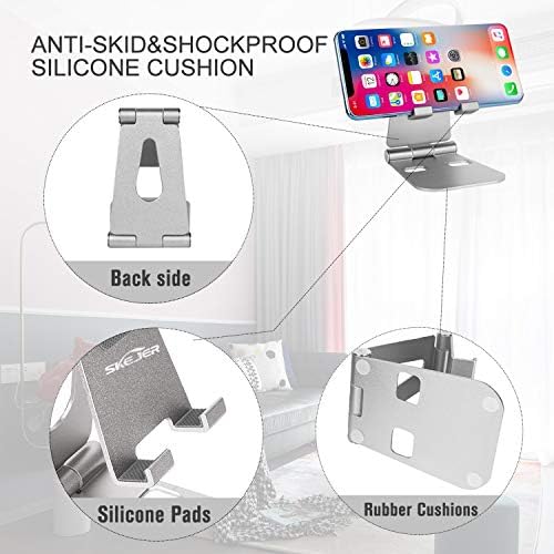 Fully Foldable Cell Phone Stand Holder for Desk Adjustable iPhone Stand Aluminum Compatible with 4″-10″ Phone/Kindle/Tablet/iPad/iPhone – Rose Gold + Spearmint Green – Enhanced Compatibility and Speed