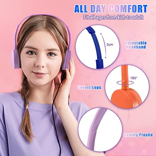 Colorful Classroom Headphones for Kids | Durable 6-Pack Wired Earbuds with Adjustable Fit | Engaging Audio Experience for Enhanced Focus | Compatible with Computers & Chromebooks | Perfect for Group Learning Activities and Young Learners