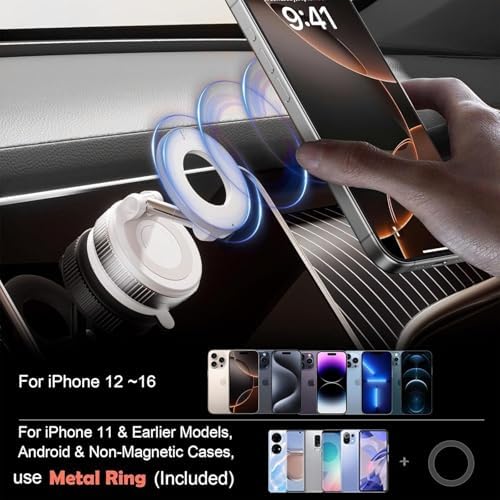 2026 Premium 360° Magnetic Phone Mount – Ultra-Strong Suction Cup Holder for i Phone & Android – Sleek Mag Safe-Compatible Design for Secure Hands-Free Navigation in Vehicles & Gyms – Elevate Your Mobile Experience with Unmatched Stability and Versatility