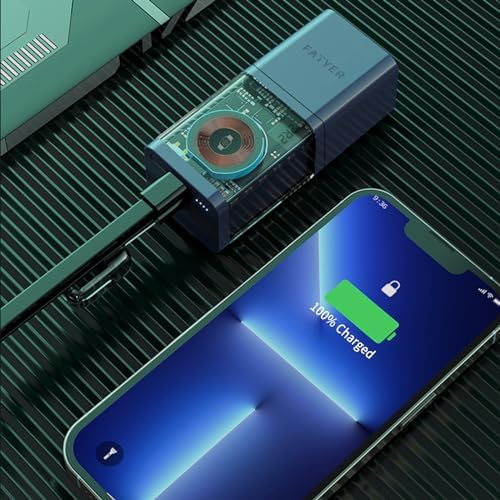 Versatile 5200 m Ah Portable Charger for Smart Watches – 4-in-1 Magnetic Wireless Power Bank with PD 20 W Ga N Fast Charging and Built-in USB-C to Lightning Cable – Ideal Travel Accessory for Smart Devices and On-the-Go Charging