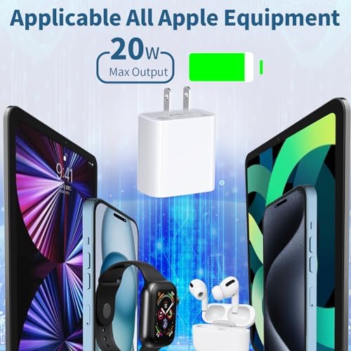 Rapid Charge 20 W USB-C Wall Charger Bundle for i Phone 16/15 – LANWK MFi Certified Fast Charging Adapter with 6 FT Type-C Cable – Ultimate Compatibility & Performance Enhancement for i Pad Pro, Air Pods, and More
