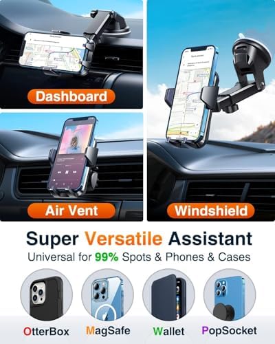 Ultimate Military-Grade VANMASS True Anti-Vibration Car Phone Holder – Secure Suction Mount for Dashboard, Windshield & Vent – Compatible with i Phone 16 Pro Max, 15, 14, 13 & Samsung Android – Enhanced Stability for Safe Driving