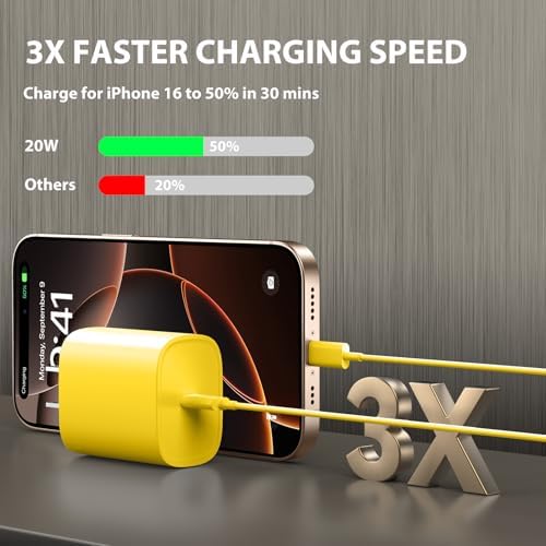 Ultimate 10 FT USB-C Fast Charging Kit for i Phone 16 and 15 – 20 W Power Adapter & Extra Long Cord for Rapid Charging of i Pads and Android Devices – Enhanced Compatibility and Durability for Everyday Use
