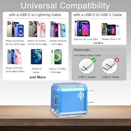 20 W USB C Fast Charger Block for i Phone 16/15/14/13 Series – Compact PD 3.0 Wall Adapter with No Cord Design for Ultimate Portability and Rapid Charging Efficiency
