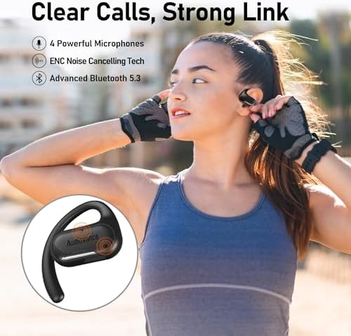 Elevate Your Workout with Open Comfy CF301 Wireless Headphones – Bluetooth Open-Ear Design for Unmatched Comfort and Ambient Awareness, Perfect for Running and Gym Sessions, Superior Sound Quality, Secure Fit for Active Lifestyles, Black – Seamless Compatibility and Lightweight Portability
