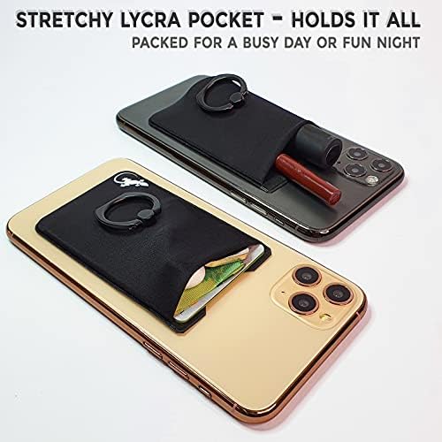 Gecko Universal Phone Ring Wallet – 360° Swivel Grip with Strong Adhesive for Credit Cards and Cash – Enhanced Stability and Comfort for Selfies, Videos, and Everyday Use – Compatible with All Cell Phone Models – Durable, Magnetic Mount Ready – Gray Finish – 90-Day Satisfaction Guarantee