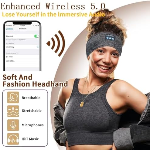 Revolutionary Bluetooth Sleep Headband for Side Sleepers – Ultra-Comfortable Wireless Headphones with Adjustable Fit for Podcast Lovers and Active Lifestyles, Perfect for Restful Nights and Soothing Sounds