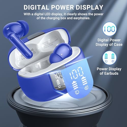Elevate Your Audio Experience with Aoslen Wireless Earbuds – 2024 Hi-Fi Stereo Headphones Featuring 4 ENC Noise-Canceling Microphones, 42-Hour Playtime & Bluetooth 5.3 Connectivity – Perfect for Android & i OS Users, Sleek Design with LED Power Display for Ultimate Convenience