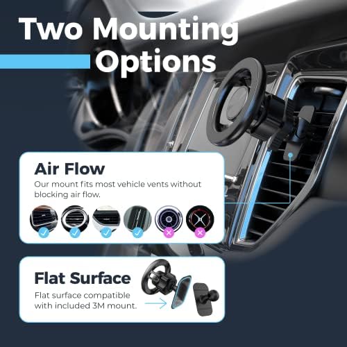 Power Theory Magnetic Car Phone Holder – Ultimate Mag Safe Compatibility for i Phone 14/13/12 Series, Effortless One-Handed Use, Versatile Vent & Dash Mount, Secure Portrait & Landscape Viewing, Elevate Your Driving Experience with Enhanced Safety and Convenience