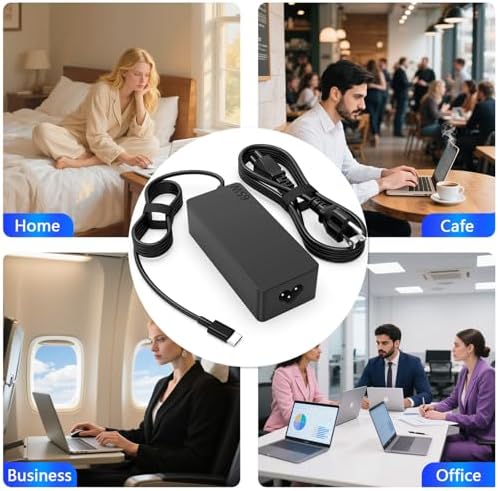 High-Speed 65 W USB-C Charger for Lenovo Laptops | Compatible with Think Pad, Yoga & Chromebook Models | Fast Charging AC Adapter with Enhanced Safety Features | Universal Input 100-240 V | Efficient Power Cord for Think Book 14/15 & More | Reliable USB Type-C Power Supply for All Your Devices