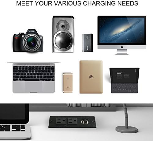 Transform Your Workspace with the Recessed Conference Power Strip Socket – Versatile 2-Outlet Charging Station with Dual USB Ports for Rapid Device Powering and Enhanced Organization in Professional Settings