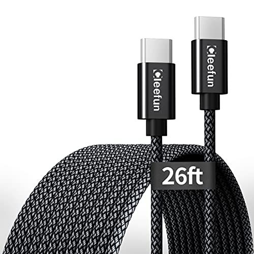 CLEEFUN 26 ft USB C to USB C Charging Cable – 60 W Fast Charger for i Phone 16/15 Pro Max, i Pad, Mac Book, Galaxy S24/S23 – Ultimate Compatibility & High-Speed Data Transfer – Durable Design for On-the-Go Power Solutions