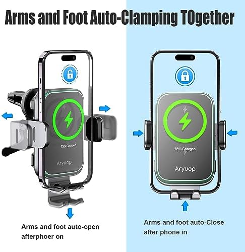 15 W Fast Wireless Car Charger Mount with Dual Coil Technology – Effortless Auto Alignment Phone Holder for i Phone 15/14/13/12/Pro Max & Samsung Galaxy – Ultimate Dashboard & Windshield Charging Solution for On-the-Go Convenience