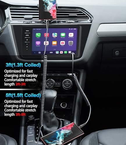 Coiled USB C to USB C Charger Cable 2-Pack (3 FT) – Fast Charging for i Phone 16/15/15 Pro/15 Plus/15 Pro Max & Samsung Galaxy S23 – Tangle-Free Design for Effortless Use in Car or Home – Durable, Flexible Power Solution for All USB C Devices