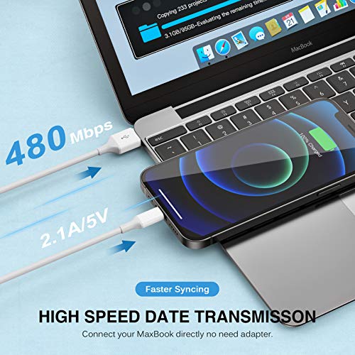 Dual-Port i Phone Fast Charger with 6.6 FT Nylon Braided Lightning Cable – Efficient Dual Device Charging Adapter for i Phone 14, 13, 12 Pro Max, 11, SE & i Pad – MFi Certified Power Solution for Rapid Charging and Enhanced Durability