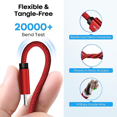 CLEEFUN 20 ft USB Type C Cable – Extra Long Nylon Braided Charger Cord for Fast Charging & Data Transfer, Compatible with Samsung Galaxy Note, LG, Moto, Pixel, Switch & More – Durable & Tangle-Free Design for Ultimate Convenience