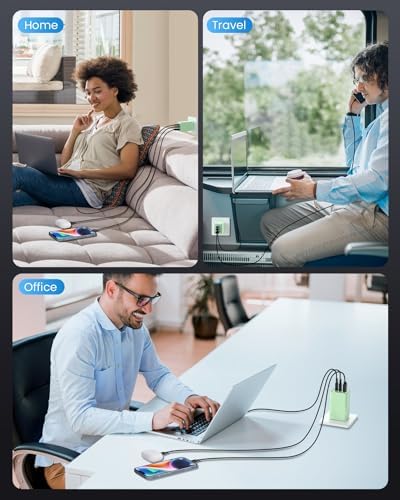 High-Efficiency 128 W USB C Wall Charger – Ga N III 3-Port Fast Charging Hub for Mac Book, i Phone, Galaxy & More – Portable 65 W Adapter with Foldable Design for Ultimate Convenience and Speed