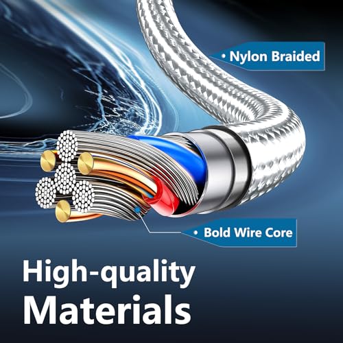 High-Speed 10 FT USB C to USB C Charger Cable – Durable Nylon Braided 3-Pack for Rapid 60 W Charging – Compatible with i Phone 15/16, i Pad Pro, Mac Book, Samsung & Google Devices – Sleek Black Design for Ultimate Flexibility and Reliability