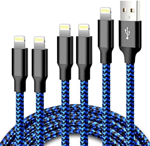 Premium 5-Pack i Phone Charger Set: MFi Certified Nylon Braided Fast Charging Cables (3 FT, 6 FT, 10 FT) for i Phone 14/13/12/11/X/Max/8/7/6/5/SE/i Pad – Unmatched Durability & Versatile Lengths for Every Lifestyle