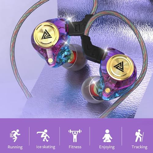 Premium Dual Pack Wired Gaming Earbuds – High-Fidelity In-Ear Monitors with 10 mm Dynamic Drivers for Rich Deep Bass, Advanced Noise-Canceling Technology, Ideal for Gaming & Remote Conferencing, Stylish Black & Purple Design, Versatile Compatibility Across Devices