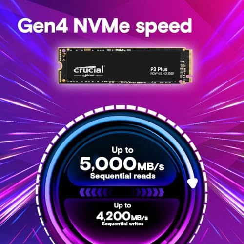 Boost Your Gaming and Creative Workflow with the Crucial P3 Plus 500 GB PCIe Gen4 NVMe M.2 SSD – Lightning-Fast 5000 MB/s Read Speeds | Enhanced 3 D NAND for Unrivaled Endurance and Compatibility Across Devices