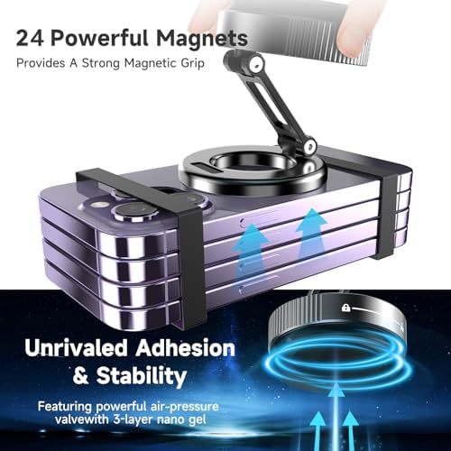 Revolutionary 360° Magnetic Phone Holder with 96+ LBS Suction Power – Unmatched Stability for i Phone 16/15/14/13 – Hands-Free Mounting for Car, Gym, and Shower – Versatile Accessory for Effortless Device Management – Ideal for Daily Use and Seamless Navigation