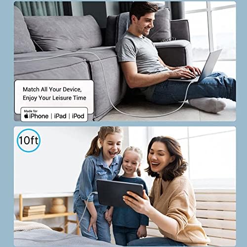 Aiminu 6 ft USB C to Lightning Cable 2-Pack – Rapid Charging Solution for i Phone 13, 12, 11 Pro Max, and More – MFi Certified Braided Type C Charging Cord for Enhanced Durability and Compatibility – Perfect for Fast Power Delivery up to 20 W