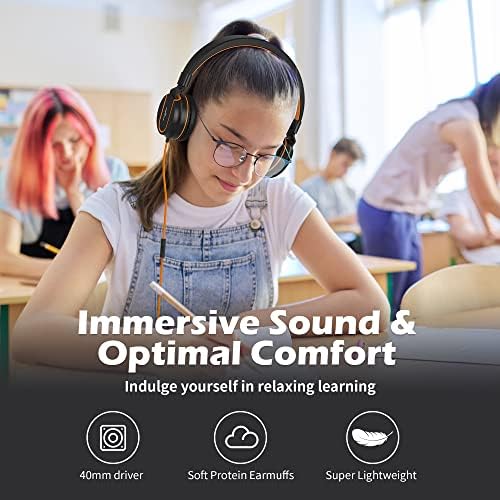 Stylish AILIHEN I35 Kids Foldable Headphones with Safe 93 d B Volume Limiting and HD Microphone – Perfectly Designed for Learning and Fun on Chromebooks, Laptops, and Tablets – Trendy Pink and Purple Color for Young Explorers and Students
