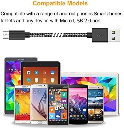 Gopala Premium 6-Pack Micro USB Charging Cables – 5 ft Nylon Braided Fast Sync Cord for Android Devices, Compatible with Samsung, LG, Nexus, HTC, Nokia, Sony & More – Durable, Tangle-Free Design for Optimal Performance