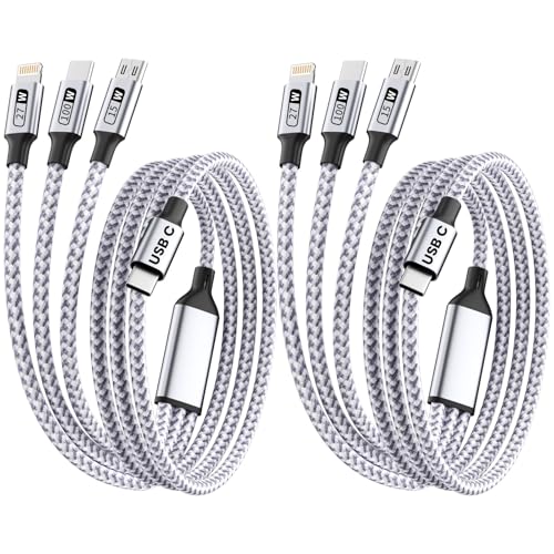 240 W 4-in-1 Braided Charging Cable: Ultimate Fast Charge Solution with E-Mark Chip for i Phone, i Pad, Mac Book & Android Devices (5 FT) – Durable Multi-Connector Cord for Seamless Device Compatibility and Superior Performance