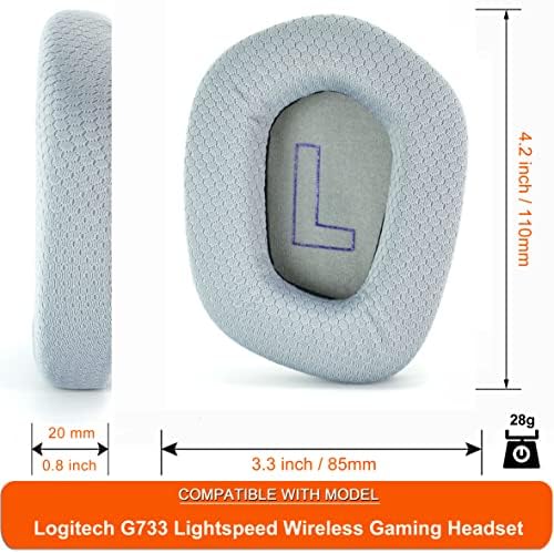 Upgrade Your Logitech G733 Gaming Headset with Defean Replacement Ear Cushions – Comfort-Enhanced Noise Isolation Foam & Breathable Mesh Fabric, Gray Earpads for Superior Audio Experience and Long-lasting Durability