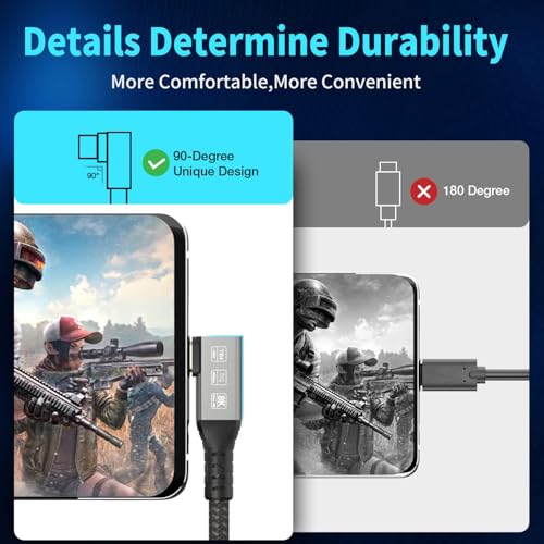 USB-C 4FT 40Gbps Braided Cable – 90 Degree, 8K Display, 100W Charging, Compatible with Thunderbolt 4/3 USB4/3, MacBook Pro, External SSD, eGPU – Enhanced Compatibility and Speed