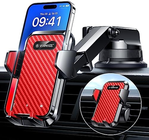 VANMASS 2025 Enhanced Suction Cup Car Phone Holder – Universal Dashboard & Vent Mount for i Phone 16 Pro Max, 15, 14 | Hands-Free Navigation & Calls | 360-Degree Adjustable Cradle for Maximum Stability & Safety