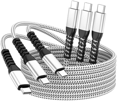 10 Ft USB-C to USB-C Cable 3 Pack – Lightning-Fast Charging for i Phone 15/16, Mac Book & Samsung Galaxy – Extra Long, High-Performance Power Delivery – Durable Design for Ultimate Versatility and Convenience