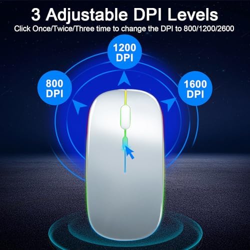 Ultimate Wireless Bluetooth Mouse for i Pad, Mac Book Pro, Air, and PCs – Rechargeable Silent Design for Productivity on the Go – Portable Slim Dual Mode Mouse with LED Indicators and Universal Compatibility