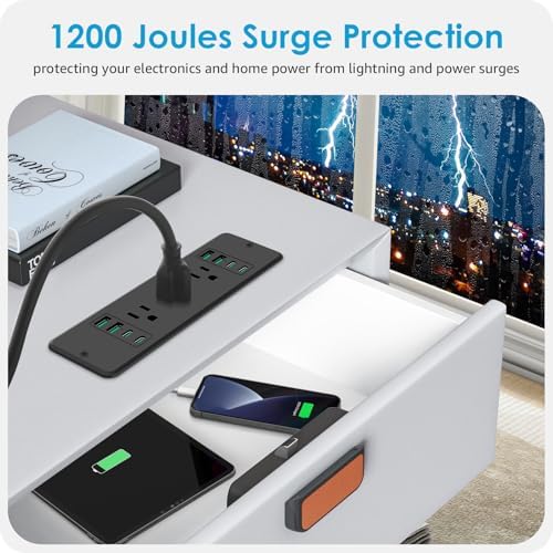 HHSOET 14-in-1 Recessed Power Strip with 20 W Fast Charging: Ultimate Surge Protection and Versatile Connectivity with 6 AC Outlets, 4 USB-A & 4 USB-C Ports, 6 ft Cord for Clutter-Free Charging Solutions in Modern Spaces