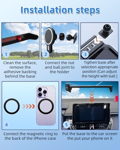 Upgrade Your Toyota Tundra or Sequoia Driving Experience with the 360° Rotating Mag Safe Phone Holder – Premium Dashboard Mount Designed for 2020-2025 Models, Ensures Safety, Accessibility, and Sleek Aesthetics Without Air Vent Obstruction